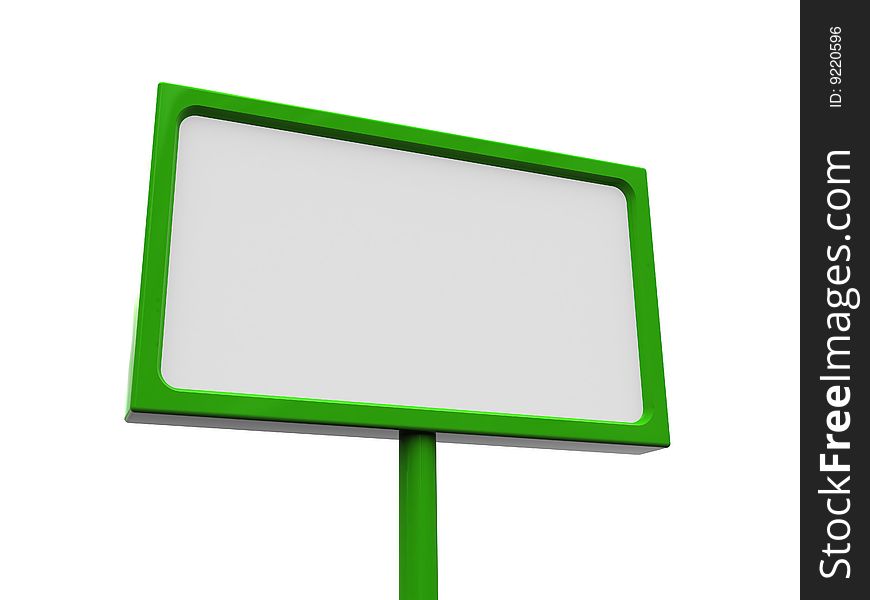 3d illustration of green billboard over white background