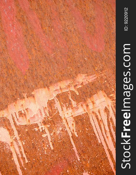 Red rusty spotted steel sheet. Red rusty spotted steel sheet