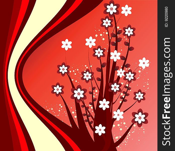 Abstract red floral design background. Abstract red floral design background