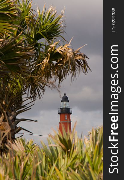 Ponce Inlet Lighthouse stands guard among the palmettos south of Daytona Beach, Florida