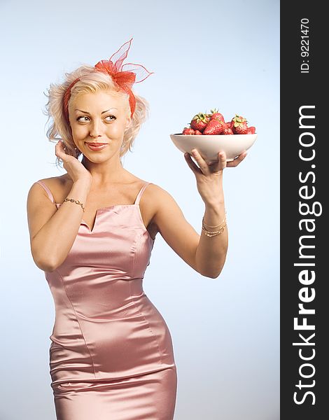 Woman With Bowl With Strawberry