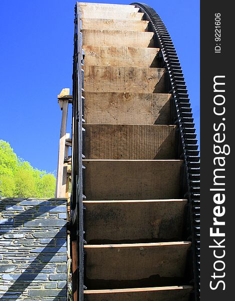 Restored water wheel in Pontrhydygroes, Ceredigion, Wales. Restored water wheel in Pontrhydygroes, Ceredigion, Wales