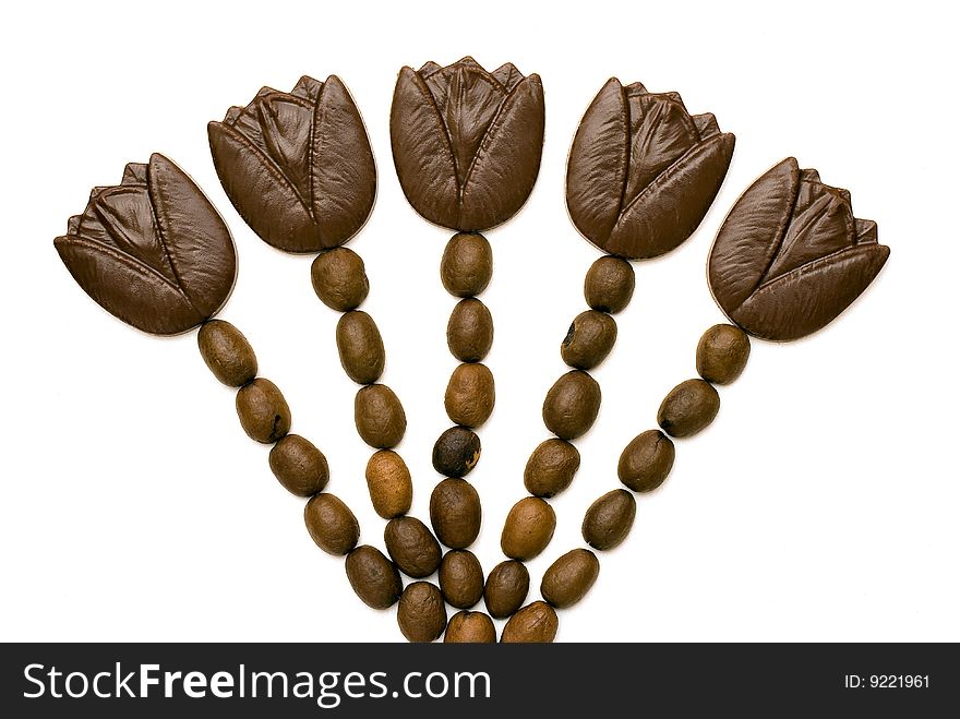 These are flower shaped chocolates from milk and dark chocolate. These are flower shaped chocolates from milk and dark chocolate.