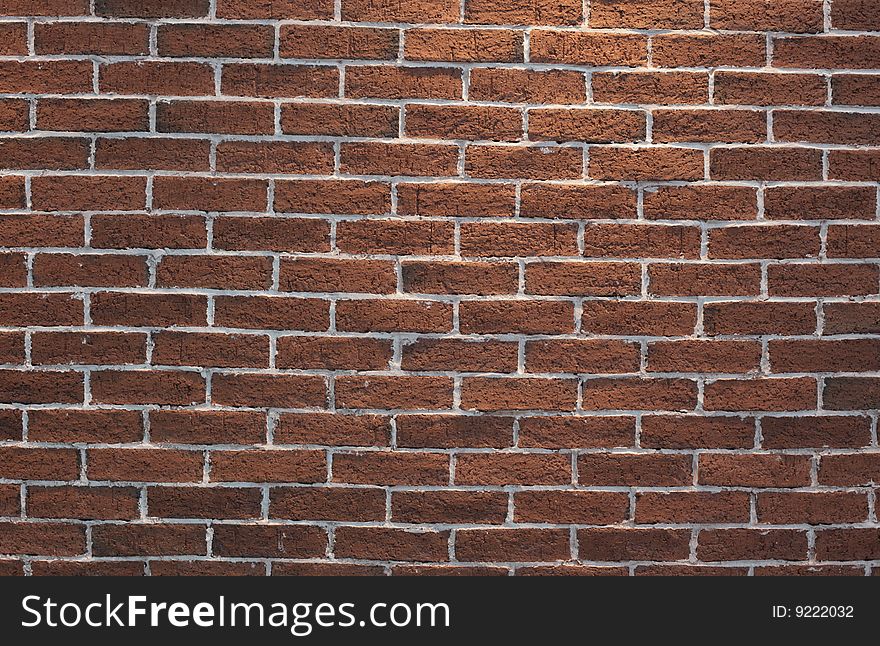 Red brick wall which could be used as a background