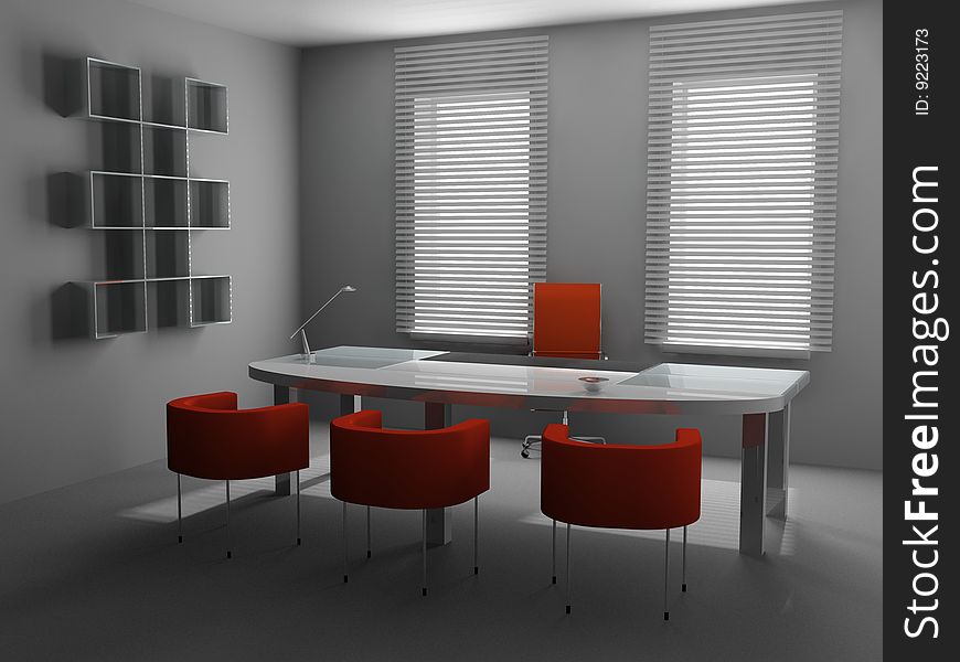 Modern interior of office 3D. Modern interior of office 3D