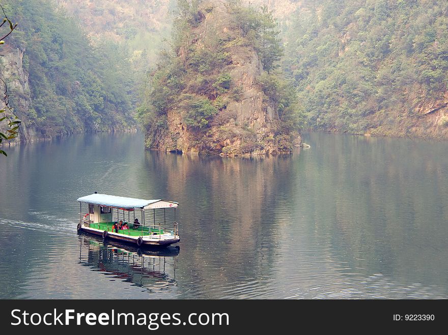 A boat on lake of mountain in china