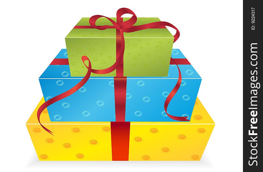 Festive boxes of holiday gifts. Festive boxes of holiday gifts