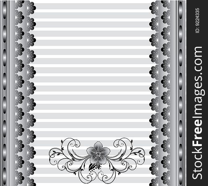 Cute memo template with black lace, vector illustration