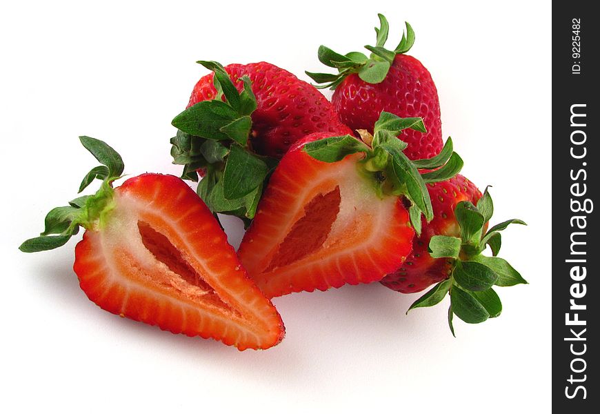 An arrangement of strawberries on a white background. An arrangement of strawberries on a white background