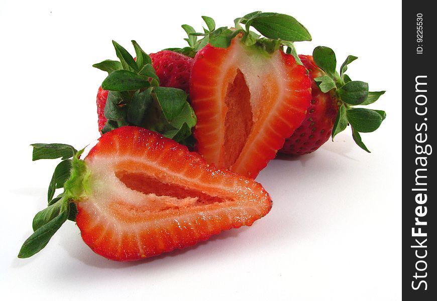 An arrangement of strawberries on a white background. An arrangement of strawberries on a white background