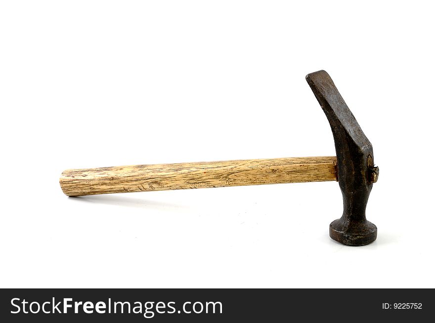 Old hammer isolated on a white background