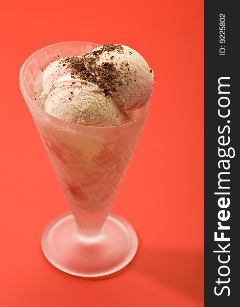 Sweet series: ice cream over red background