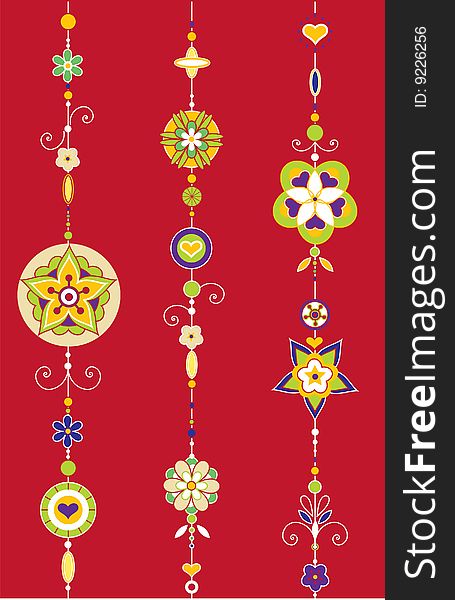 Vector Illustration of Decorative Wind Chimes with authentic ornament design