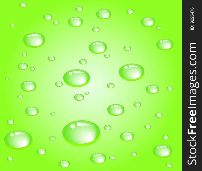 Green wet surface with drops