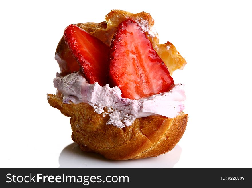 Fruitcake With Fresh Strawberry And Jam