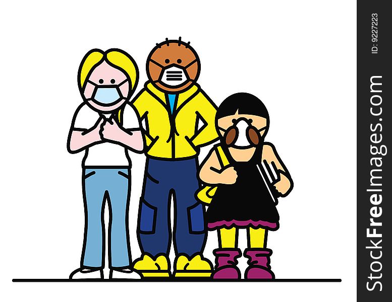 Children wearing masks against virus. Children wearing masks against virus