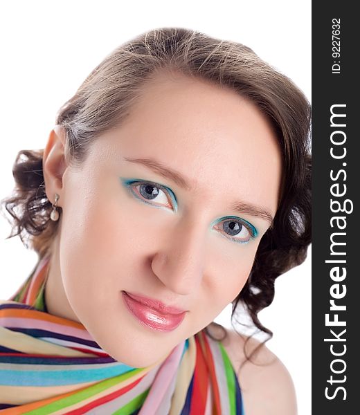 Portrait of an attractive young woman with bright make-up