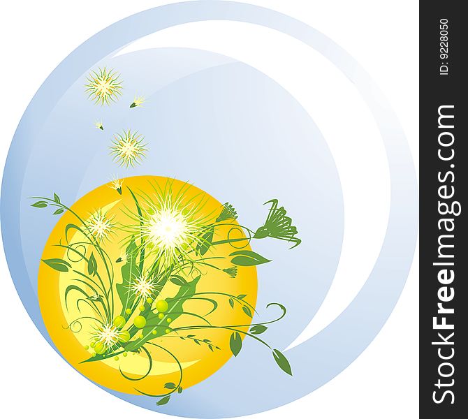 Dandelions and grass. Vector illustration