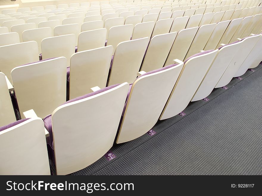 Rows of comfortable seats in concert hall. Rows of comfortable seats in concert hall