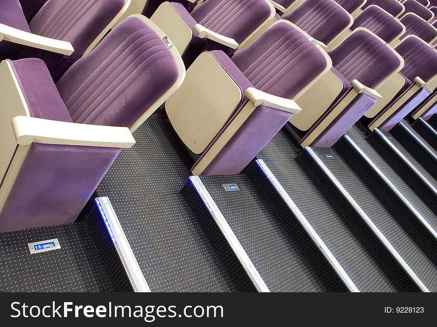 Rows of comfortable seats in concert hall. Rows of comfortable seats in concert hall