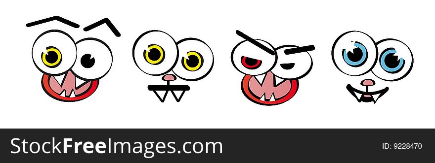 Set Of Emotion Faces - Vector