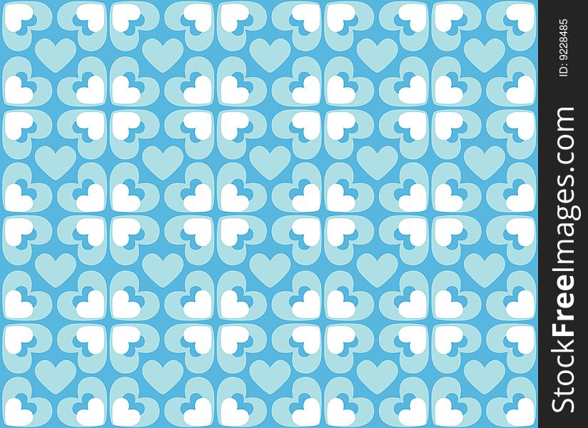 Seamless blue and white pattern of hearts. Seamless blue and white pattern of hearts