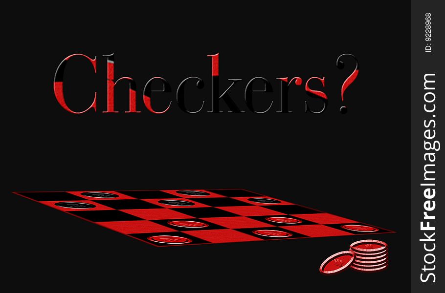 Background with text Checkers and checker board and chips