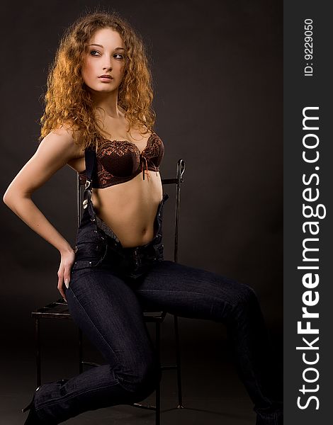 Attractive fashionable girl, studio shot