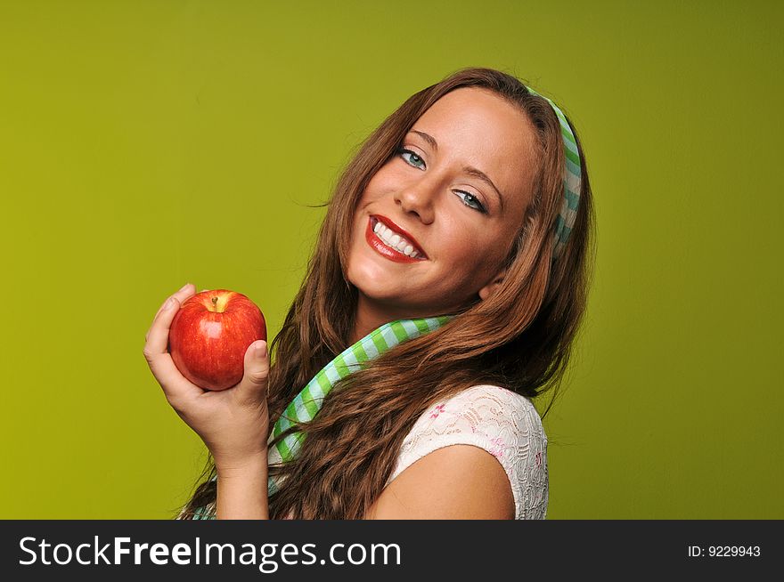 Brunette Holding Apple