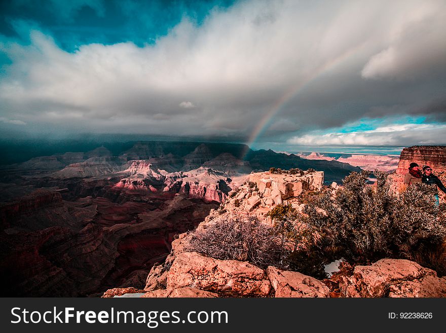 Red sandstone cliffs in Arizona on a cloudy day.