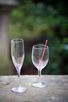 Two Empty Glasses - Wine And Champagne Stock Photography Two Empty Glasses - Wine And Champagne Stock Photography