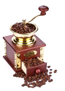 Coffee Mill And Coffee Beans Stock Photos Coffee Mill And Coffee Beans Stock Photos