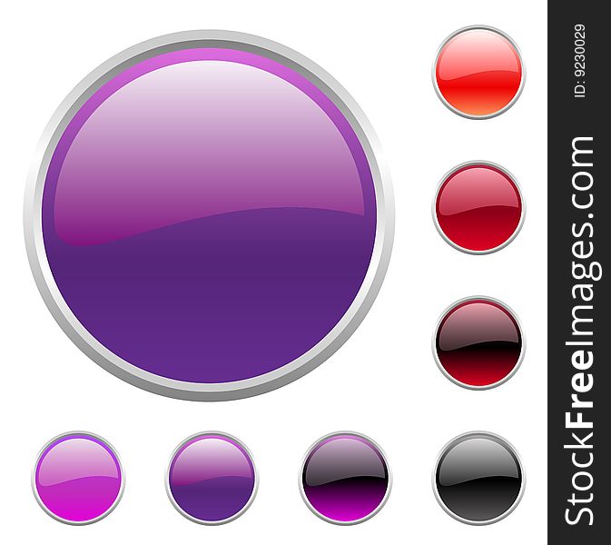 Vector illustration of modern shiny round buttons set