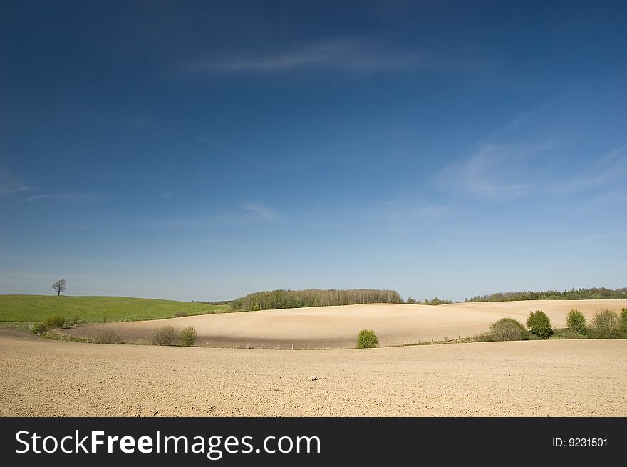 Agricultural fields with deep blue sky. Agricultural fields with deep blue sky