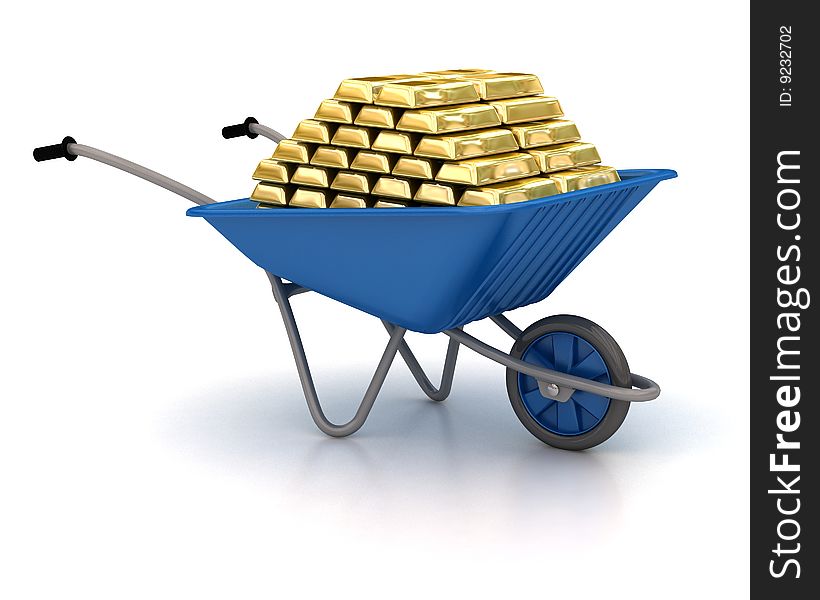 Garden wheelbarrow with gold