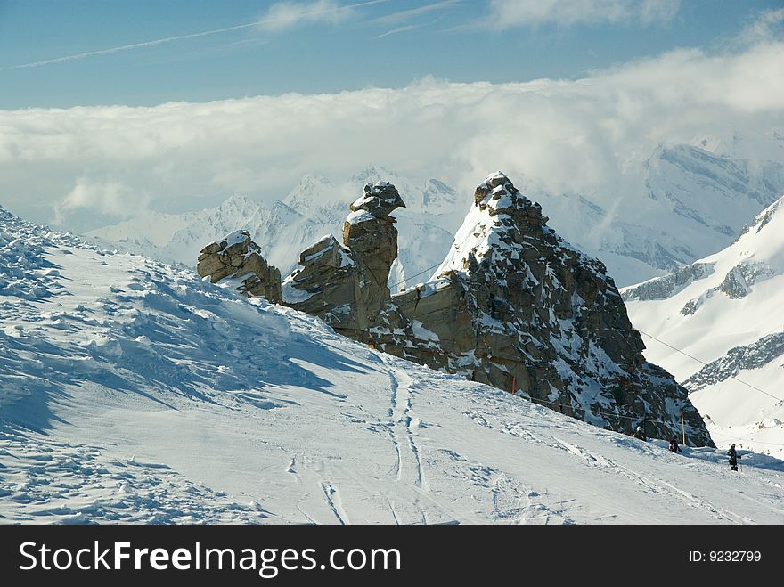 Moutain austria panorama at the end winter. Moutain austria panorama at the end winter