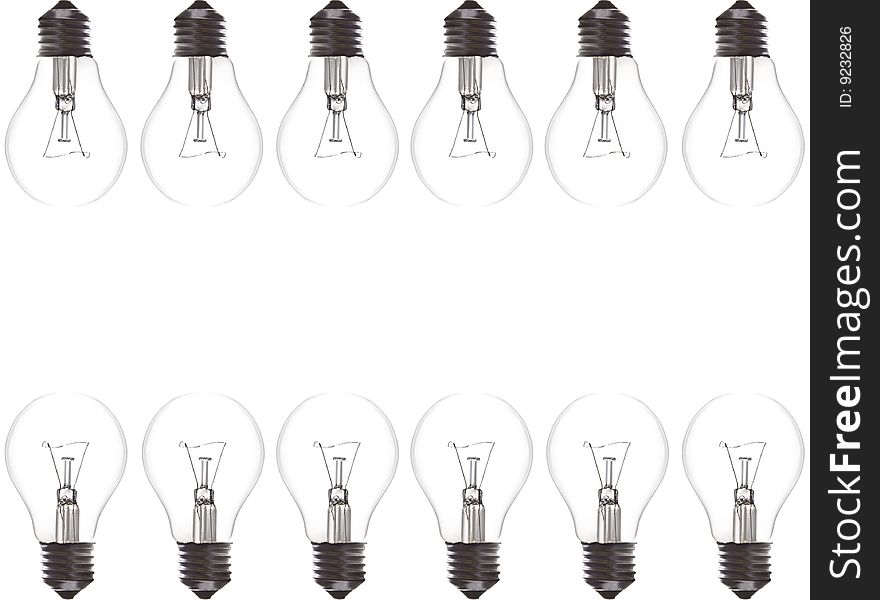Photo of old bulbs on a white background. Photo of old bulbs on a white background