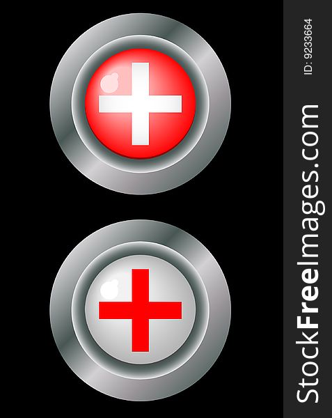 Buttons with medical crosses. Vector. Without mesh.