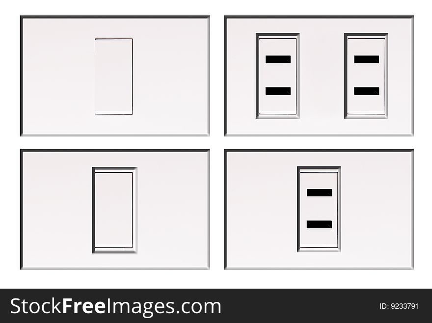 Four differents switch on white background. Isolated illustration