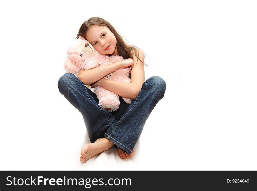 The Beautiful Girl With A Pink Bear