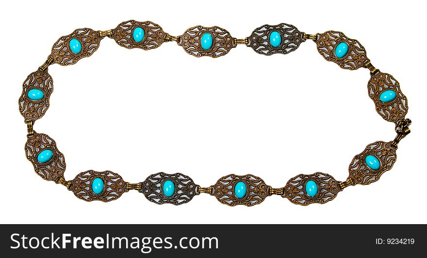 Frame by vintage beads isolated on white with clipping path