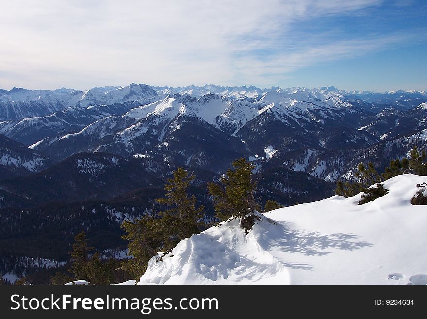 Panoraic view of the Austrian Alps in winter. Panoraic view of the Austrian Alps in winter