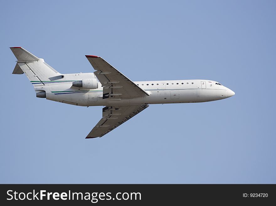 An airplane Against the sky