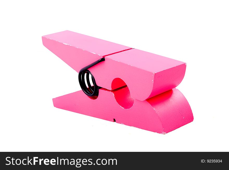 Isolated Clothes Peg On White