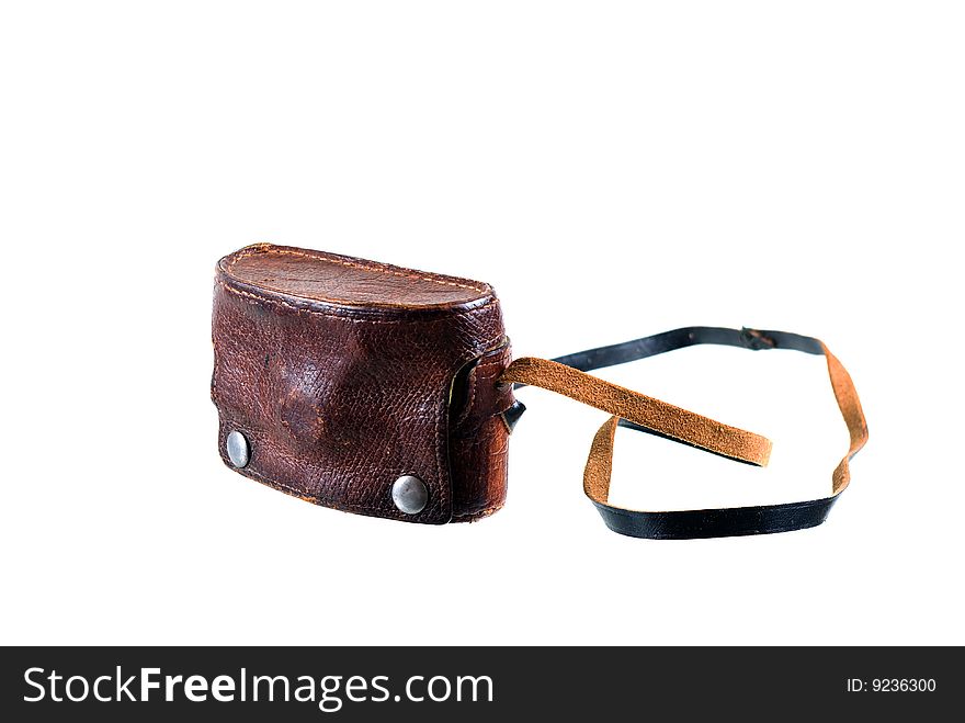 Antique camera case on the clean, white background. Antique camera case on the clean, white background