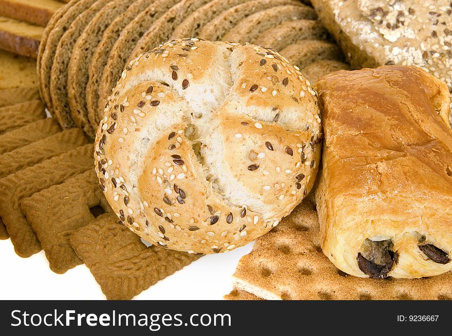 Variety of bread for breakfast, background