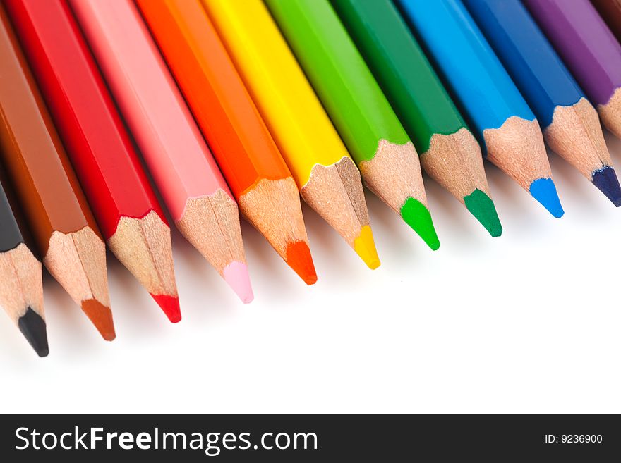 Multicolored pencils isolated on white background