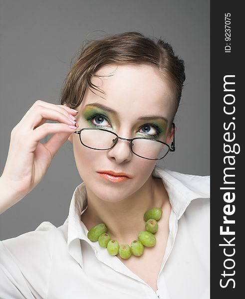 Portrait of young woman with glasses. Portrait of young woman with glasses