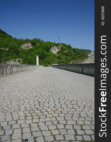 Famous historic bridge on drina river, visegrad city, bosnia and herzegovina. Famous historic bridge on drina river, visegrad city, bosnia and herzegovina