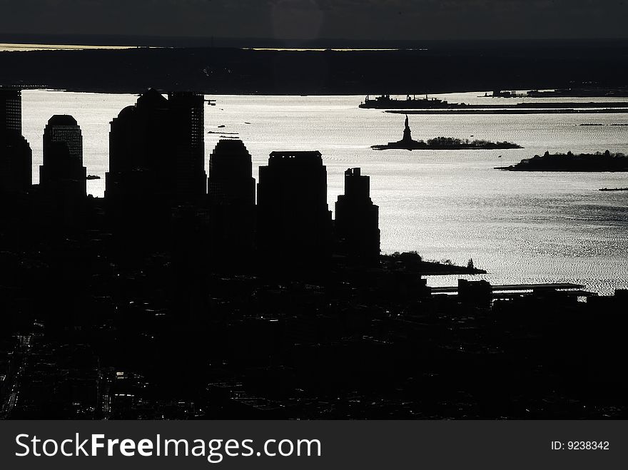 New york Manhattan skyscrapers contour. New york Manhattan skyscrapers contour